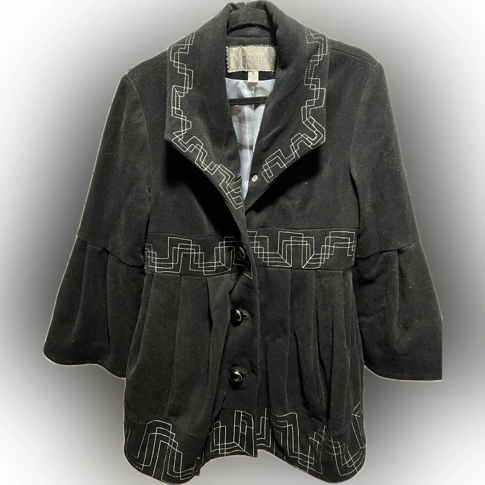Black Embroidered Women's Jermikko wool coat